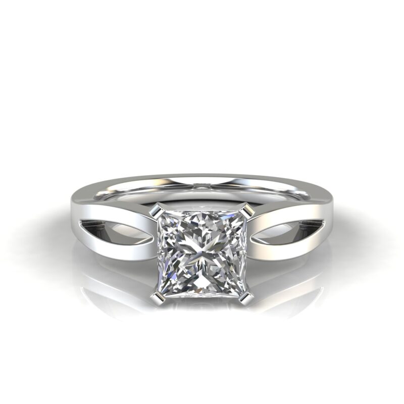 Moissanite Engagement Rings Princess Cut Wide Band Engagement Rings