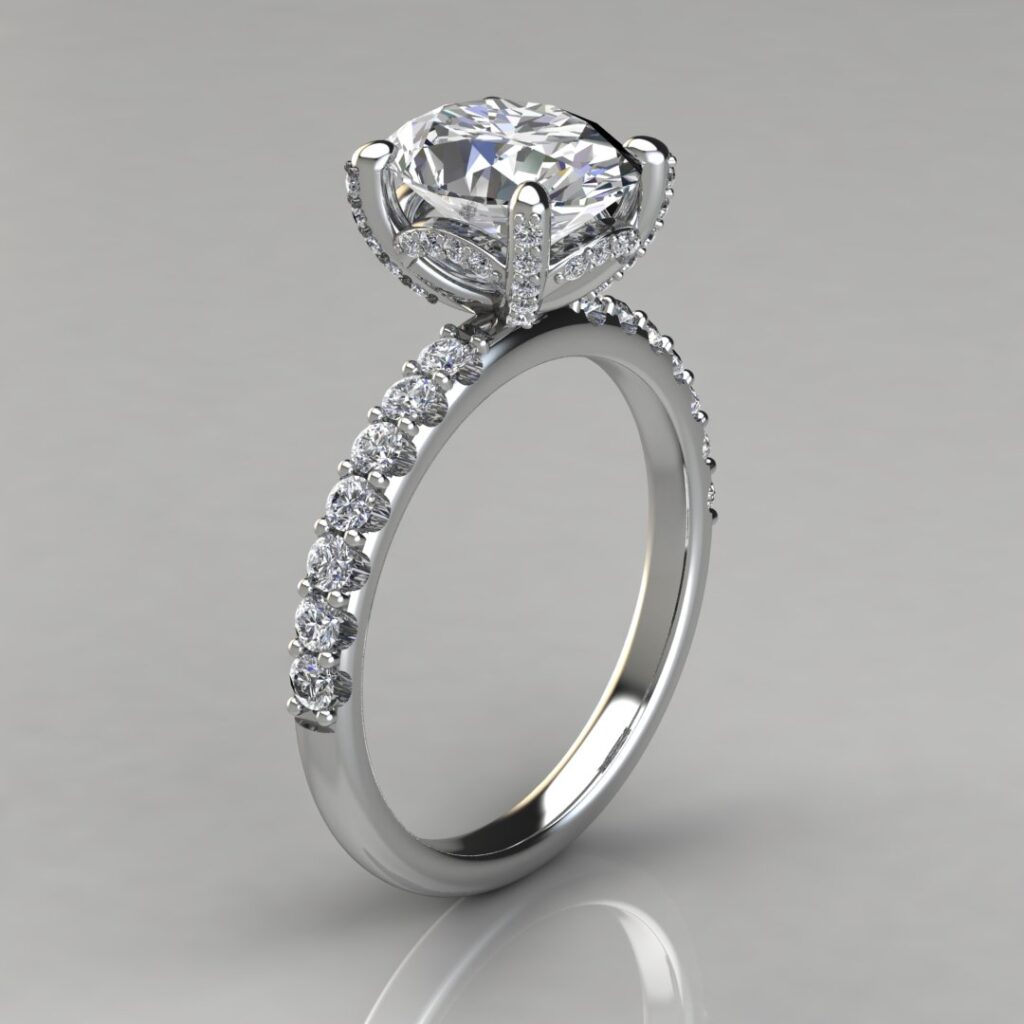 Three Stone Oval Cut Moissanite Engagement Ring Forever