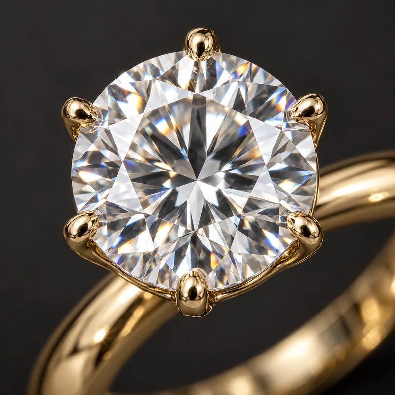 Editorial macro illustration of white reflections and small colored flashes in a round gemstone