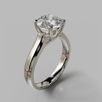 Round Cut Moissanite Cross Prong Solitaire Engagement Ring