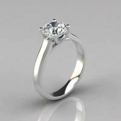 Round Cut Moissanite Cross Prong Solitaire Engagement Ring