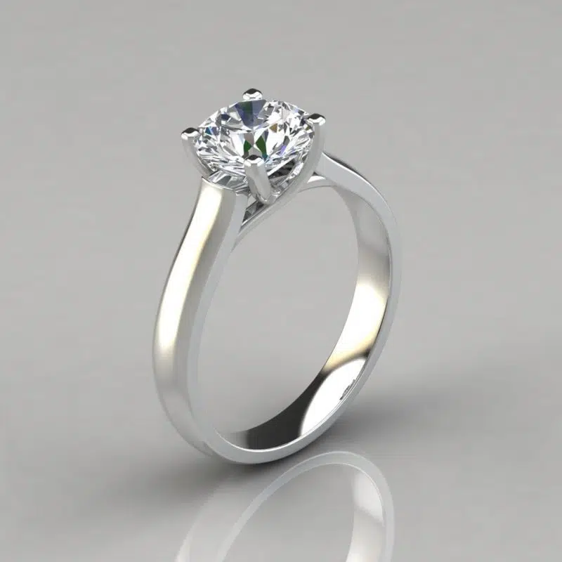 Round Cut Moissanite Cross Prong Solitaire Engagement Ring