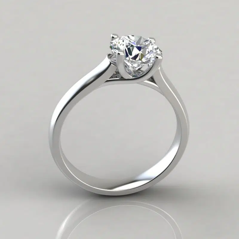 Round Cut Moissanite Cross Prong Solitaire Engagement Ring