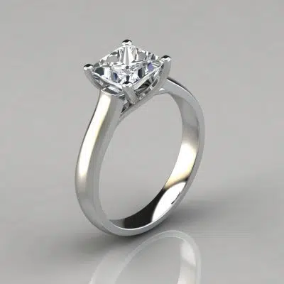 Solid Gold Princess Cut Cross Prong Moissanite Engagement Ring
