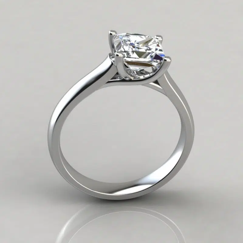 Solid Gold Princess Cut Cross Prong Moissanite Engagement Ring