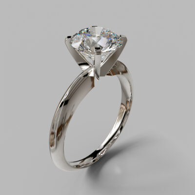 Classic 4 Prong Round Cut Tiffany Style Moissanite Engagement Ring