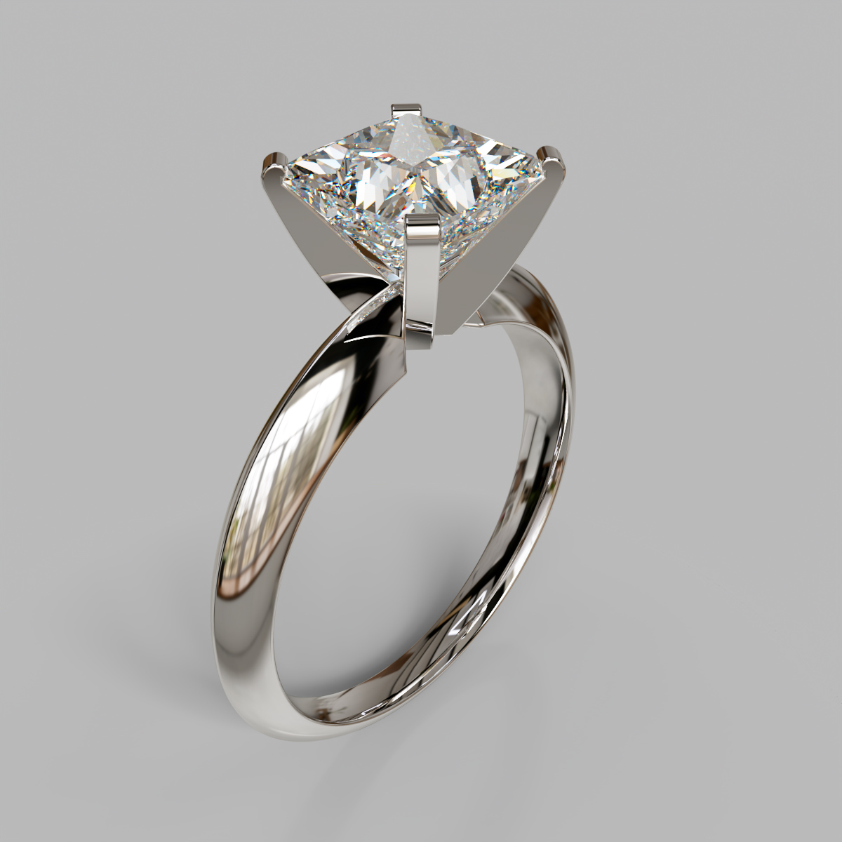 4 Prong Princess Cut Tiffany Style Moissanite Engagement Ring