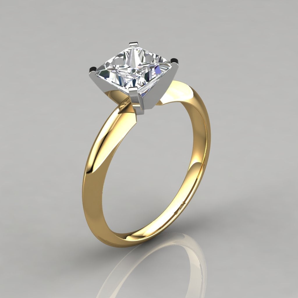 Classic 4 Prong Princess  Cut  Tiffany  Style Engagement Ring  