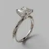 Solitaire Square V-Prong Peg Setting Moissanite Engagement Ring
