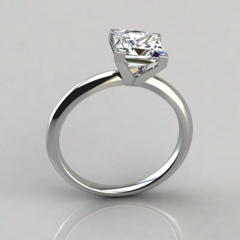 Solitaire Square V-Prong Peg Setting Moissanite Engagement Ring