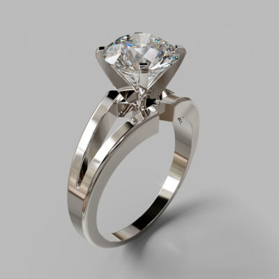 Split Shank Round Cut Solitaire Moissanite Engagement Ring