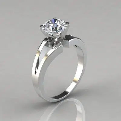 Split Shank Round Cut Solitaire Moissanite Engagement Ring