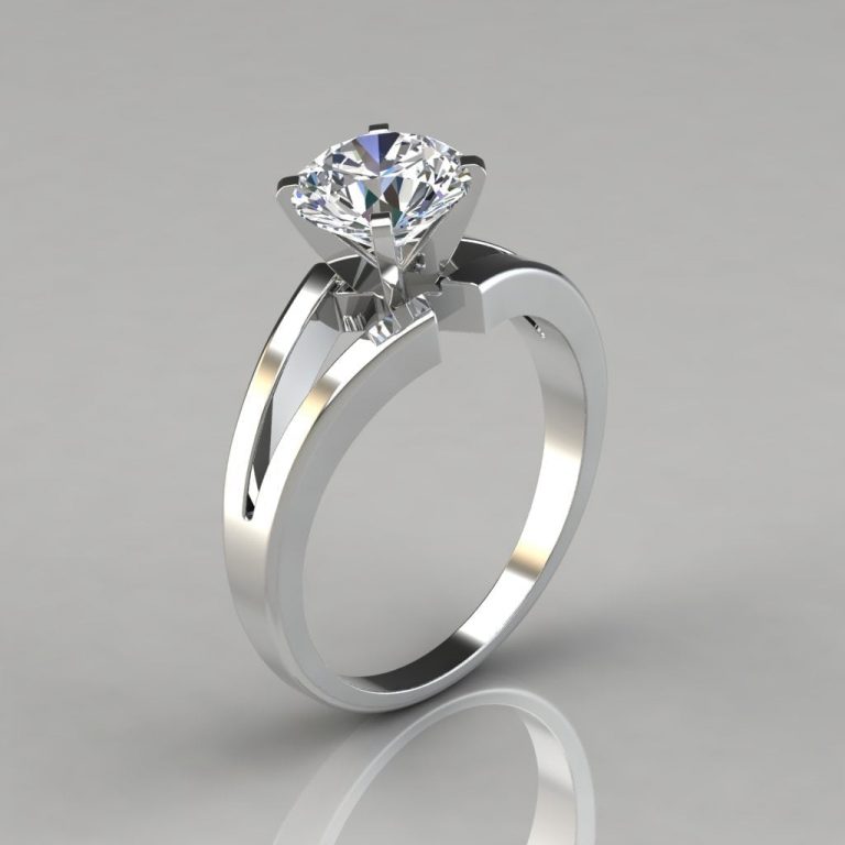 Split Shank Round-Cut Solitaire Moissanite Engagement Ring