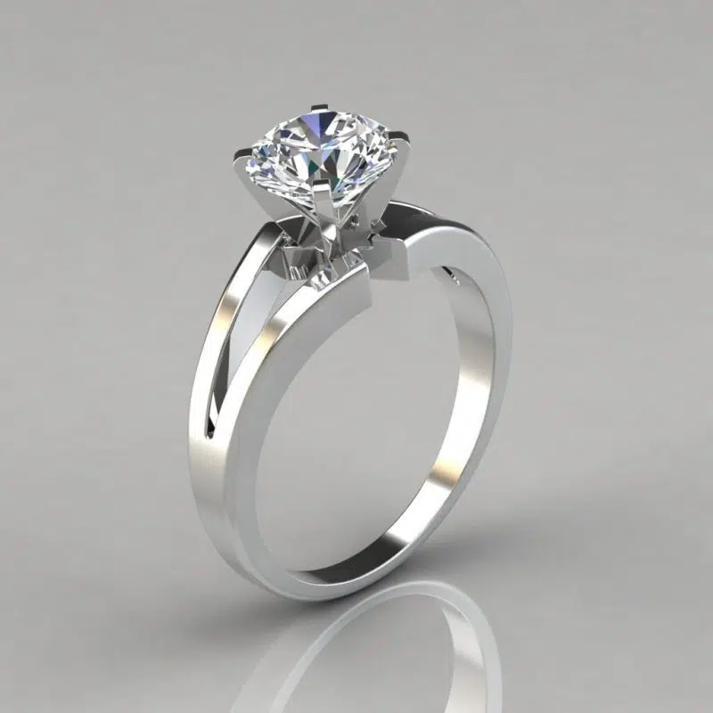 Split Shank Round Cut Solitaire Moissanite Engagement Ring