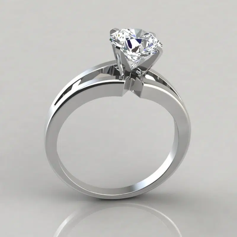 Split Shank Round Cut Solitaire Moissanite Engagement Ring