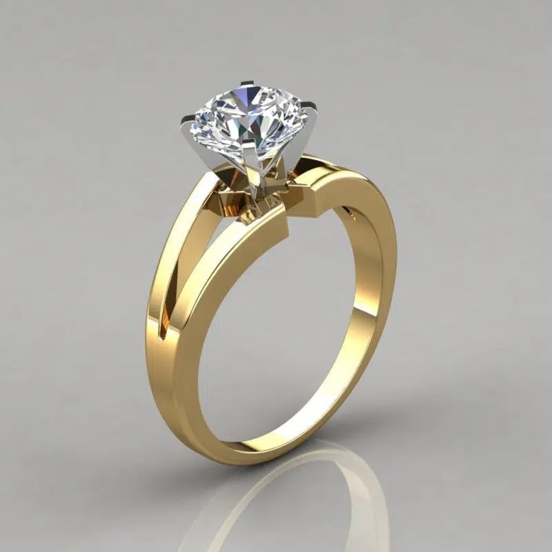 Split Shank Round Cut Solitaire Moissanite Engagement Ring