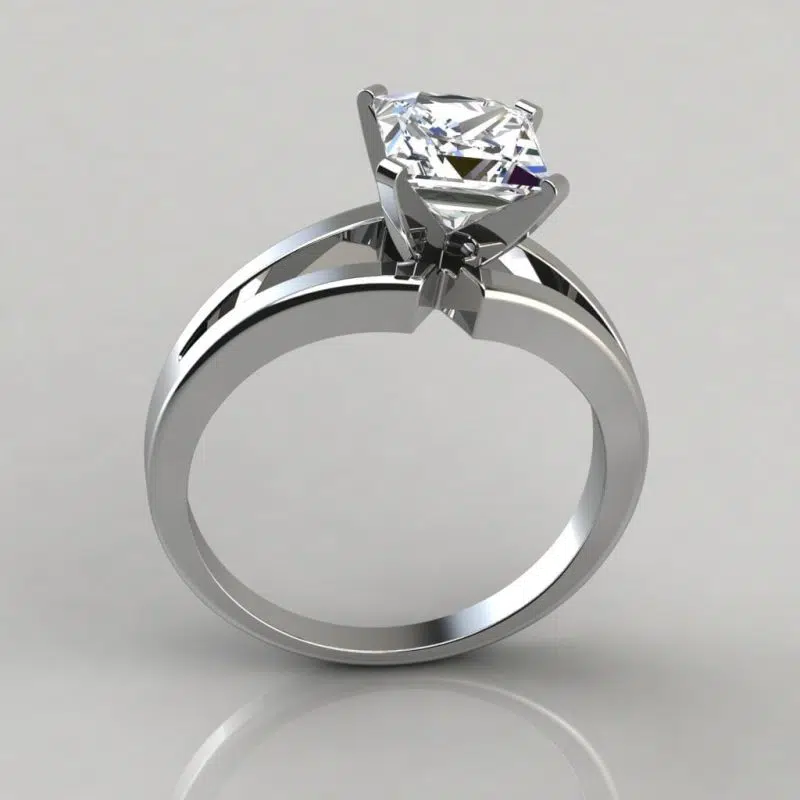 Princess Cut Split Shank Solitaire Moissanite Engagement Ring
