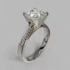 Hand Engraved Princess Cut Solitaire Moissanite Engagement Ring