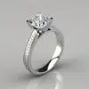 Hand Engraved Princess Cut Solitaire Moissanite Engagement Ring