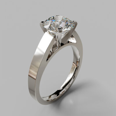 Moissanite Round Cut Solitaire Cathedral Style Engagement Ring