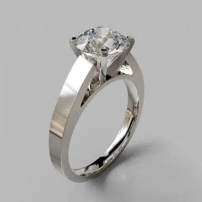 Moissanite Round Cut Solitaire Cathedral Style Engagement Ring Moissanite Round Cut Solitaire Cathedral Style Engagement Ring