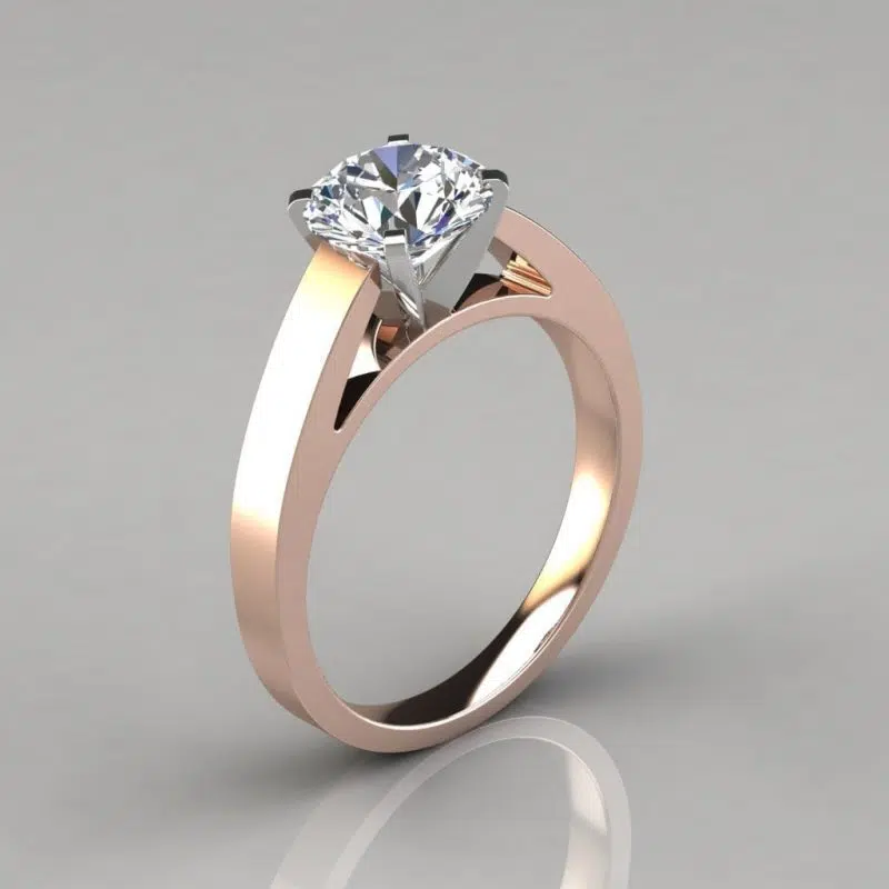 Moissanite Round Cut Solitaire Cathedral Style Engagement Ring