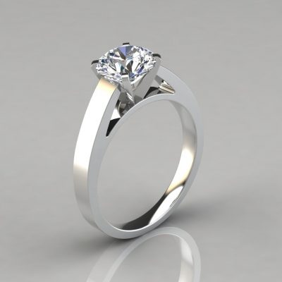 Moissanite Round Cut Solitaire Cathedral Style Engagement Ring