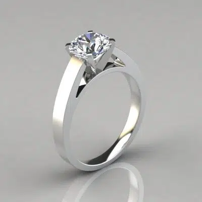 Moissanite Round Cut Solitaire Cathedral Style Engagement Ring