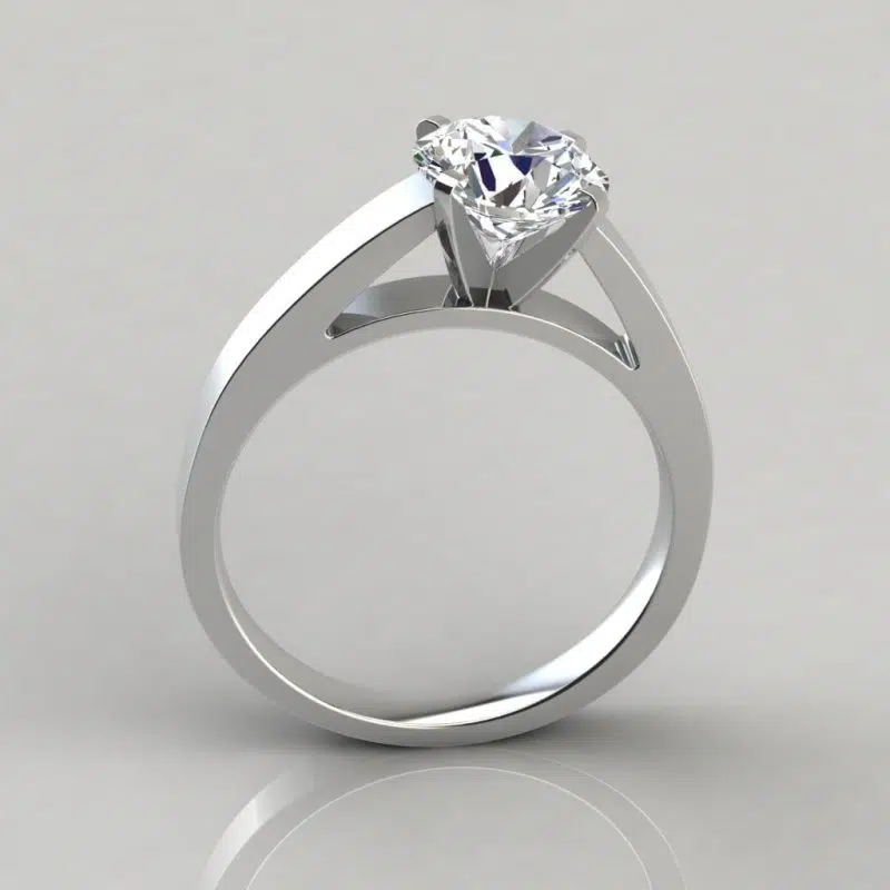Moissanite Round Cut Solitaire Cathedral Style Engagement Ring
