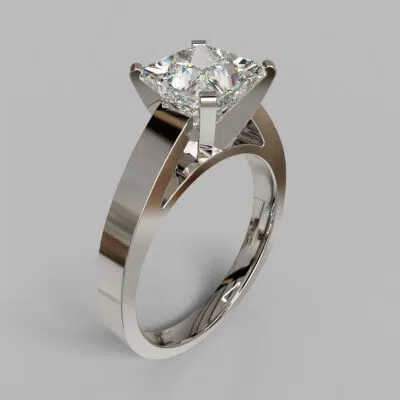 Flat Edged Solitaire Cathedral Style Moissanite Engagement Ring Flat Edged Solitaire Cathedral Style Moissanite Engagement Ring