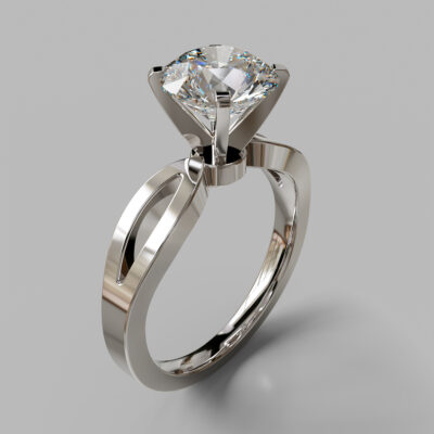 Split Shank Solitaire Moissanite Engagement Ring