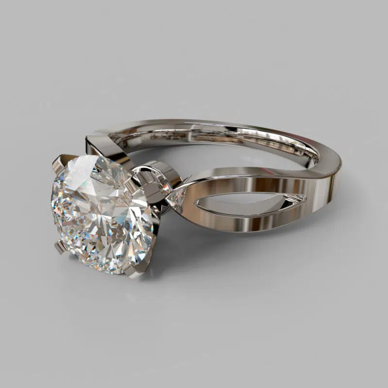 Split Shank Solitaire Moissanite Engagement Ring - Forever Moissanite