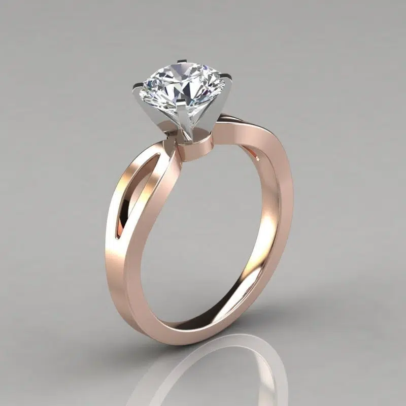 Split Shank Solitaire Moissanite Engagement Ring