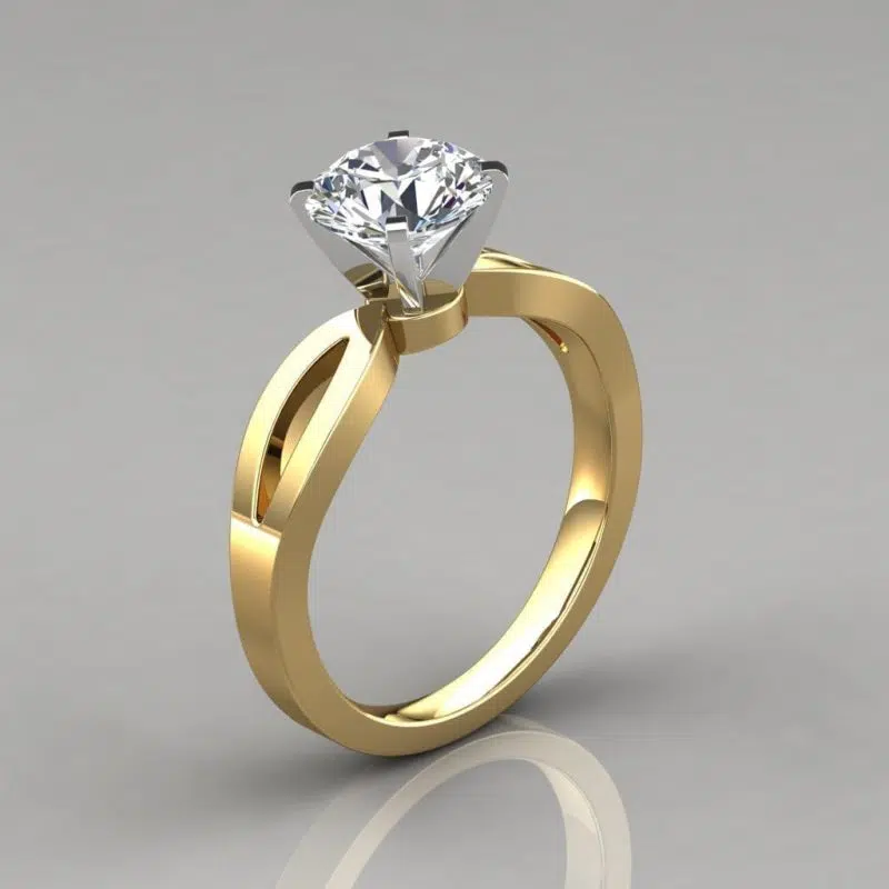 Split Shank Solitaire Moissanite Engagement Ring