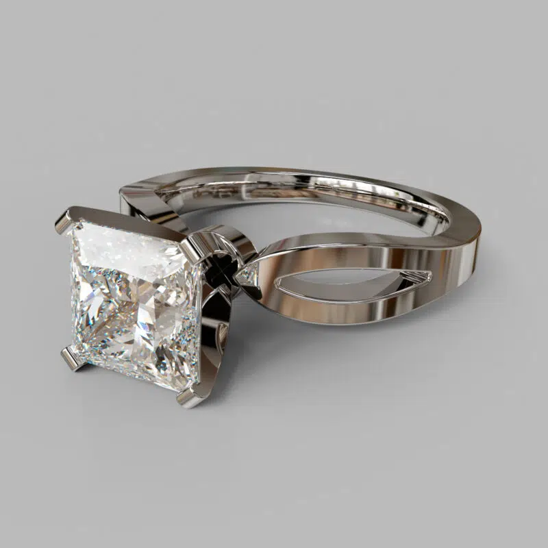 Split Shank Princess Cut Solitaire Moissanite Engagement Ring - Forever ...