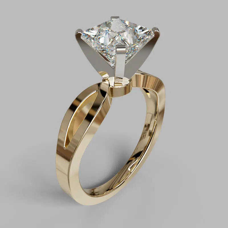 Split Shank Princess Cut Solitaire Moissanite Engagement Ring - Forever ...