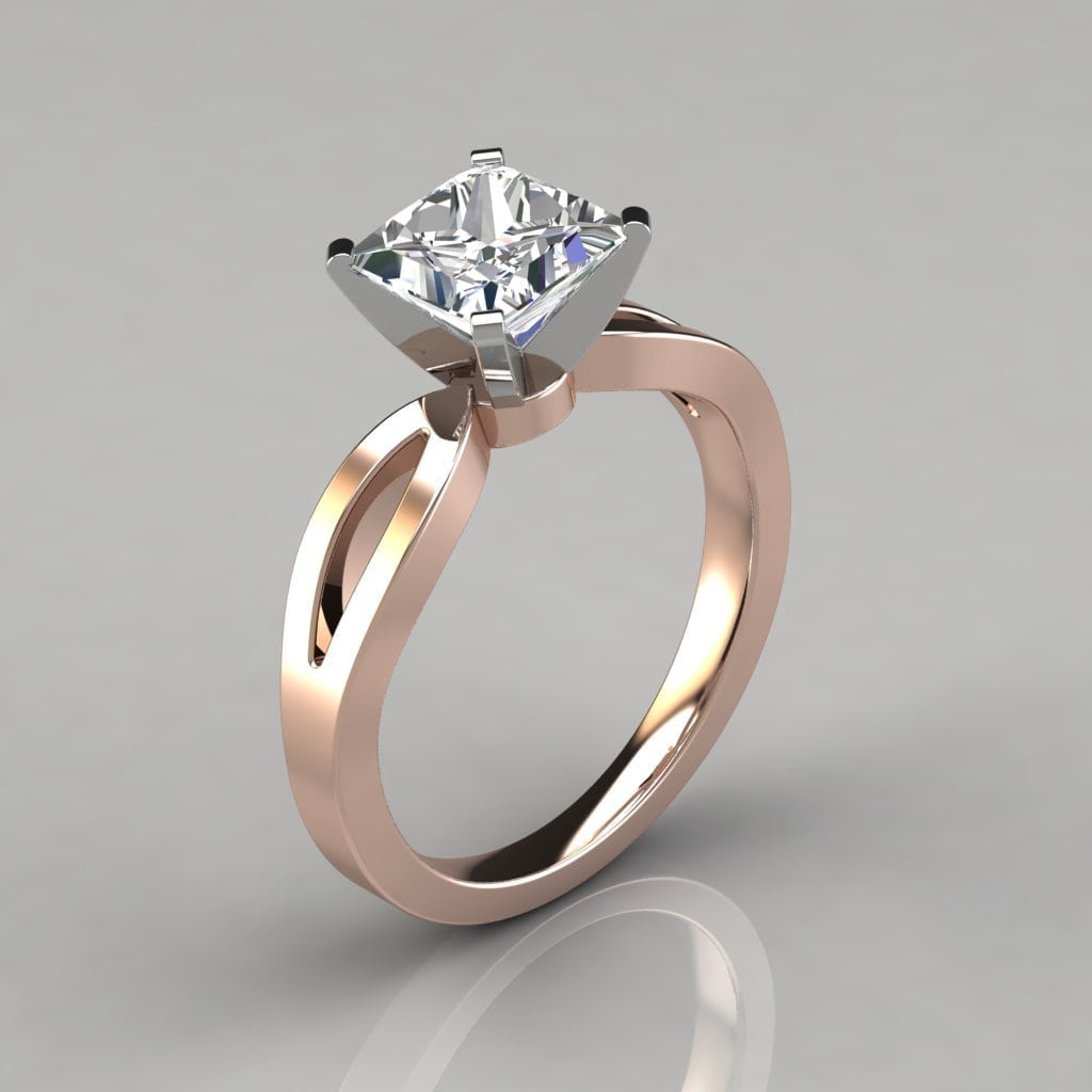 Split Shank Princess Cut Solitaire Moissanite Engagement Ring | Forever ...