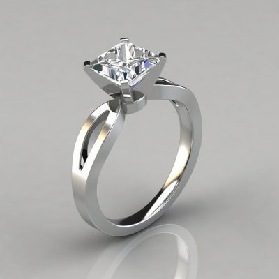 Split Shank Princess Cut Solitaire Moissanite Engagement Ring