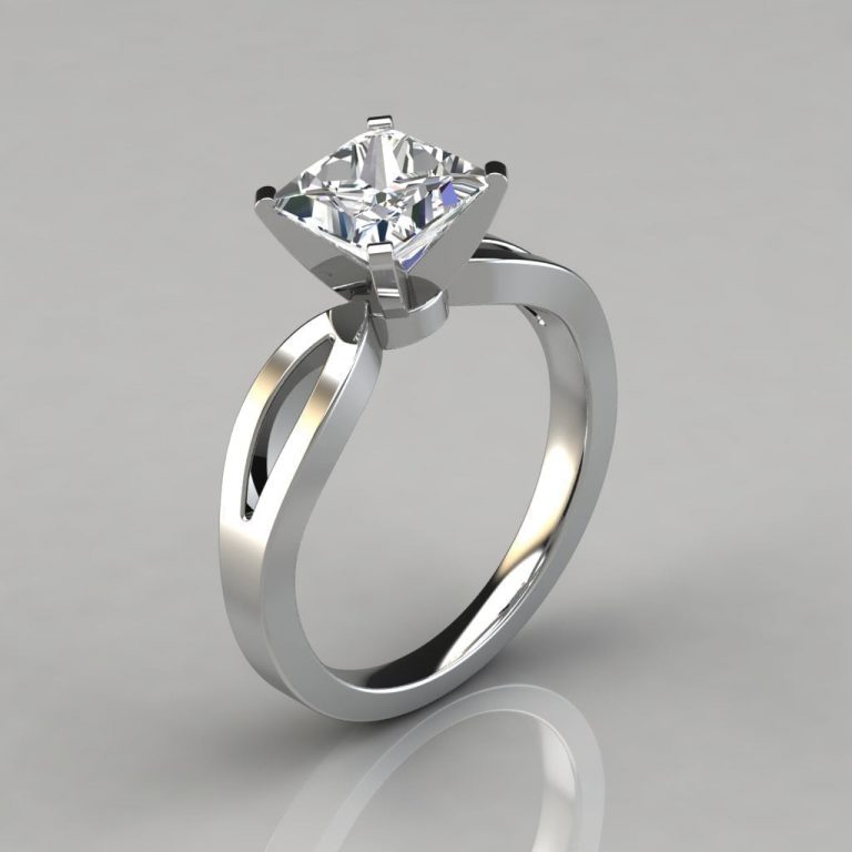 Cathedral Design Princess Cut Solitaire Engagement Ring