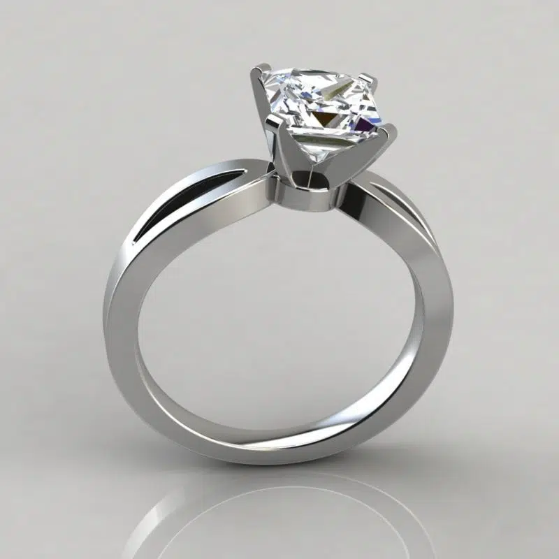 Split Shank Princess Cut Solitaire Moissanite Engagement Ring