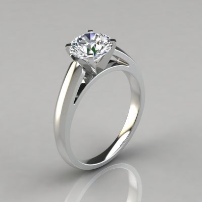Cathedral Round Cut Solitaire Moissanite Engagement Ring