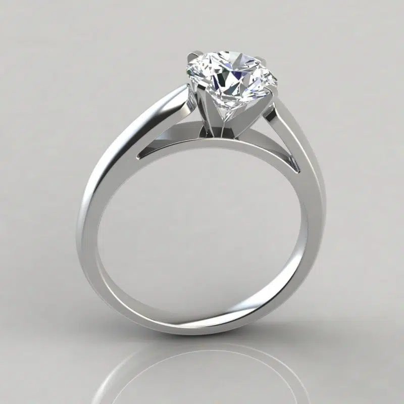Cathedral Round Cut Solitaire Moissanite Engagement Ring