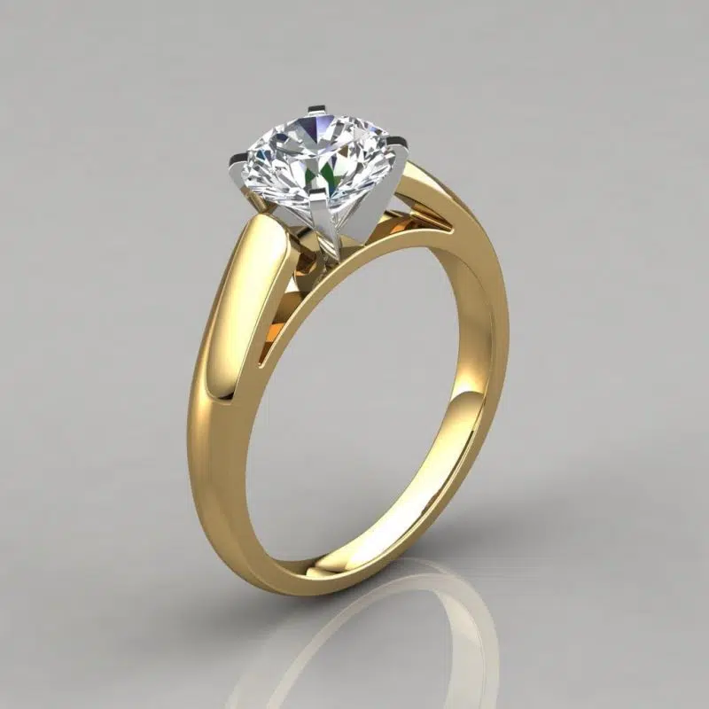 Cathedral Round Cut Solitaire Moissanite Engagement Ring
