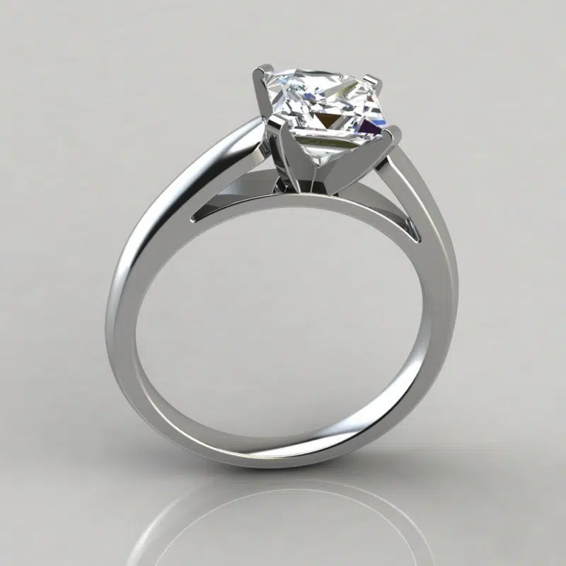 Cathedral Design Princess Cut Solitaire Moissanite Engagement Ring