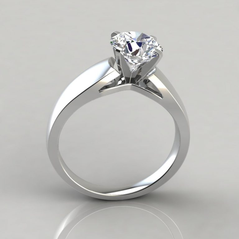 Wide Band Cathedral Style Solitaire Engagement Ring