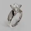 Wide Band Princess Cut Solitaire Moissanite Engagement Ring