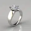 Wide Band Princess Cut Solitaire Moissanite Engagement Ring