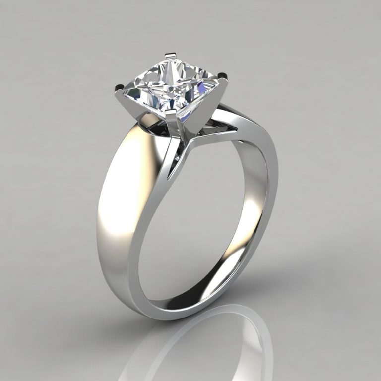 Wide Band Princess Cut Solitaire Engagement Ring | Forever