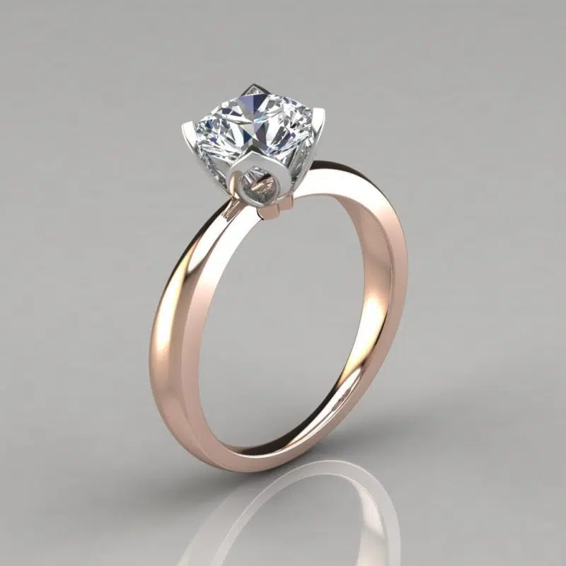 Tulip Head Solitaire Moissanite Engagement Ring