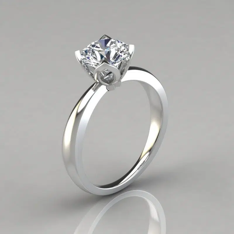 Tulip Head Solitaire Moissanite Engagement Ring